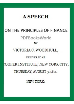 A Speech on the Principles of Finance